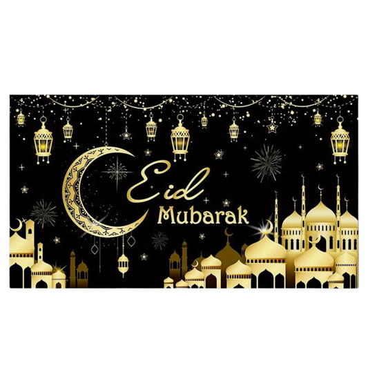 Black and Gold Eid Backdrop