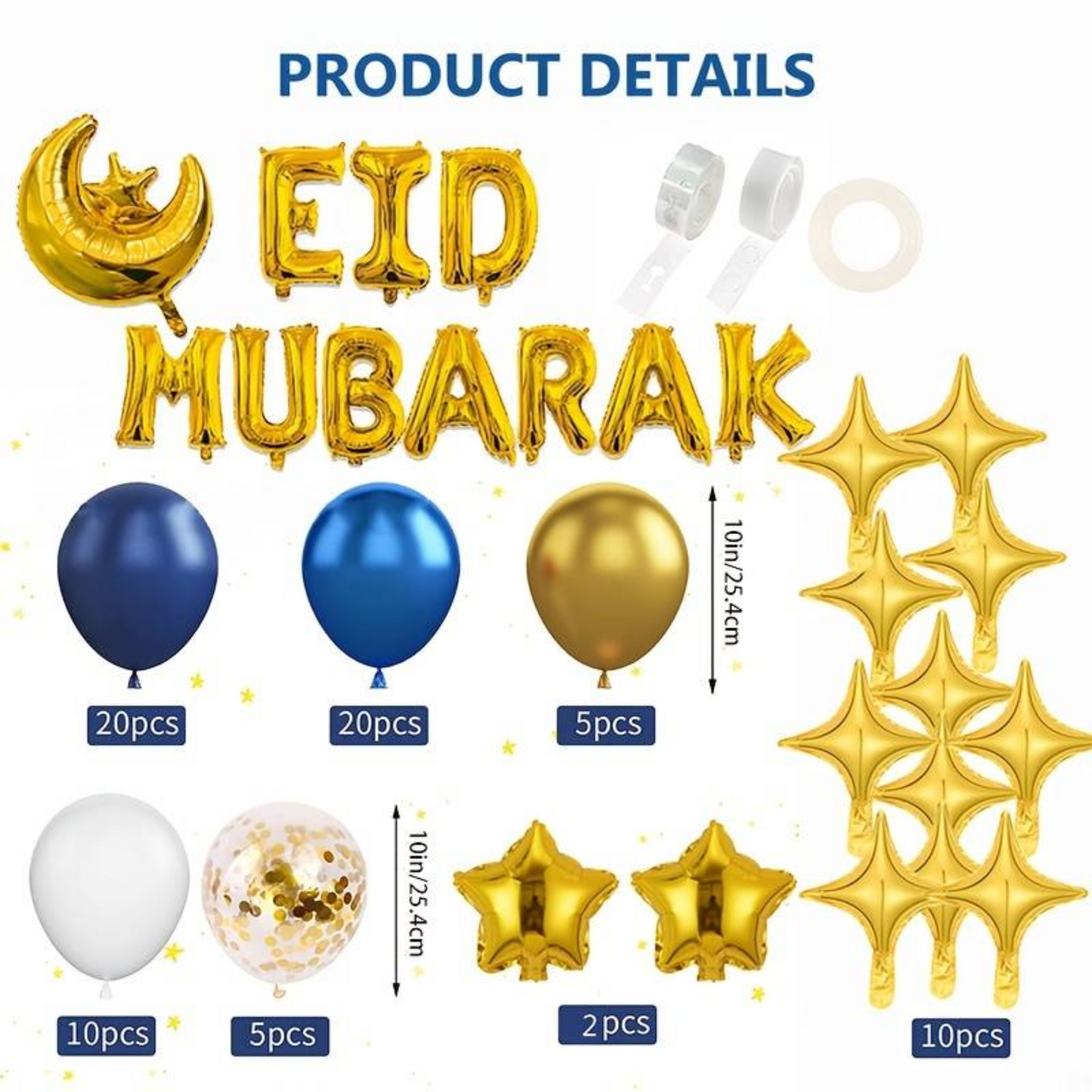 Gold Eid Mubarak Garland Set