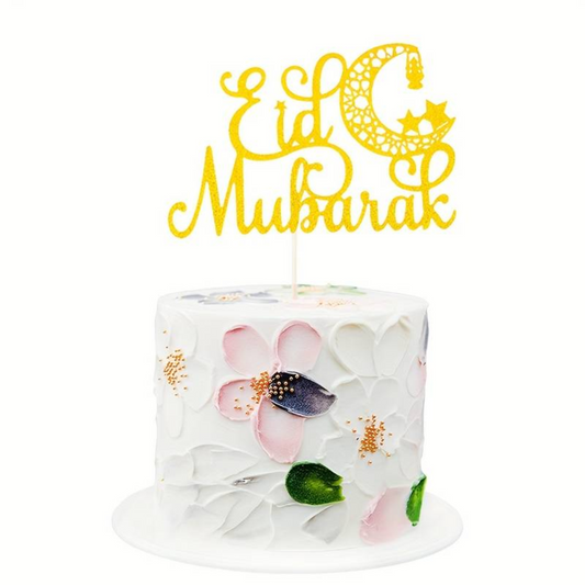 Gold Glitter Eid Mubarak Cake Topper