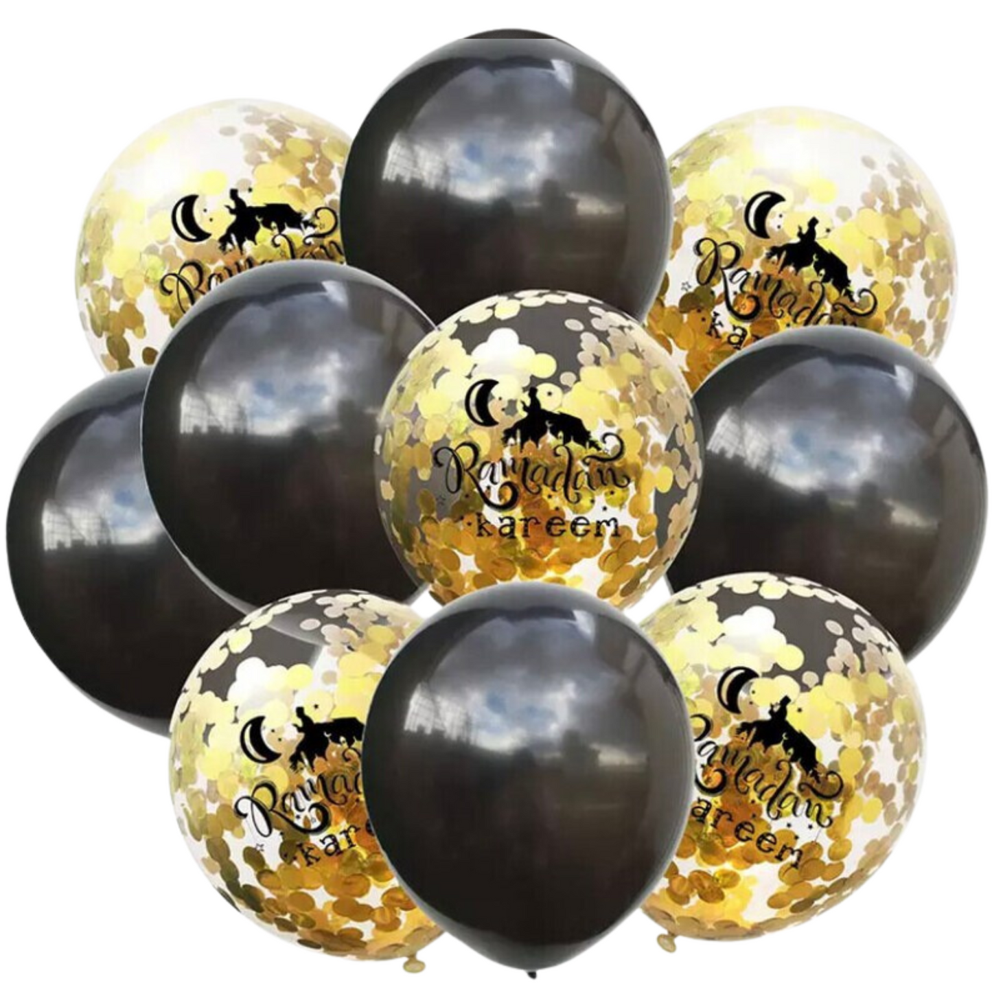 Ramadan Kareem Balloon Bouquet - Black & Gold