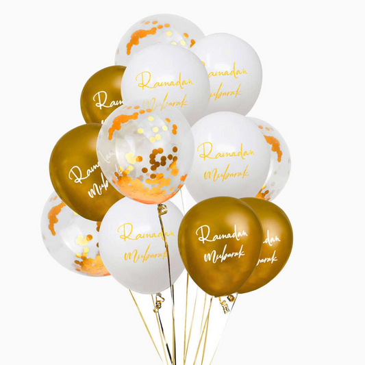 Ramadan Balloons in White and Gold