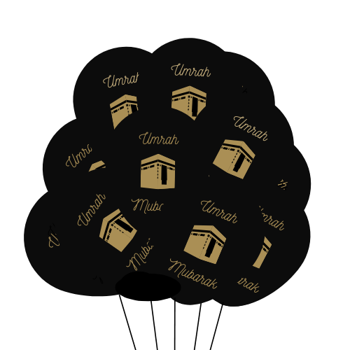 Umrah Mubarak Black Latex Balloons