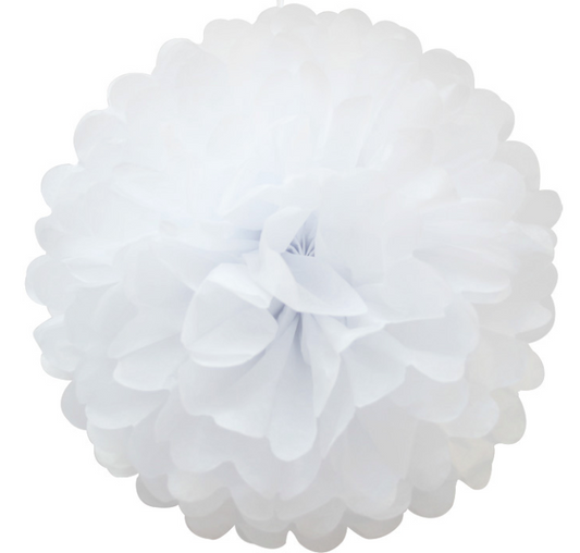 10 Pack Tissue Paper Pompom -White