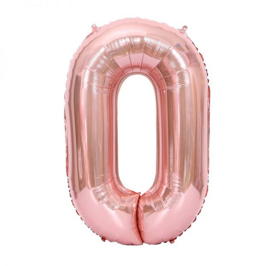 Rose Gold Number 0 Balloon - 16 Inch