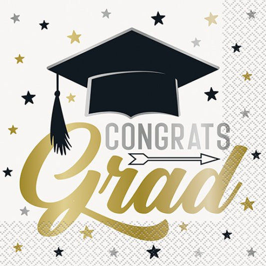 Congrats Grad Stars & Cap Paper Napkins - 16 Pack