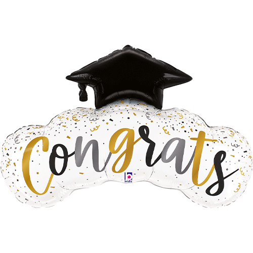 Congrats Grad Confetti Banner Foil Balloon - 40"
