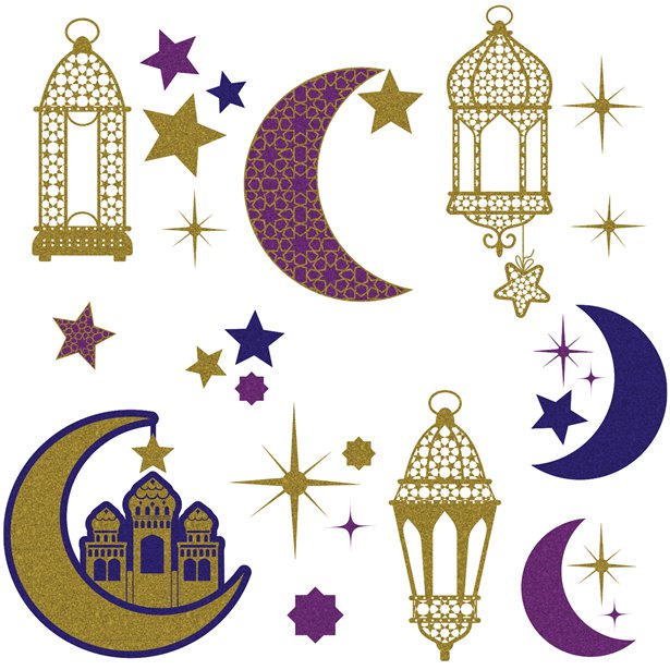 2 Pack Opulent Eid Window Decorations - 43cm