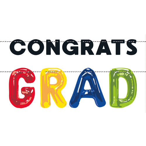 Congrats Grad Letter Balloons Paper Banner - 1.82m