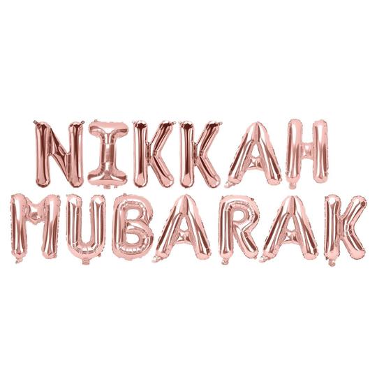 Nikkah Mubarak Balloons in Rose Gold