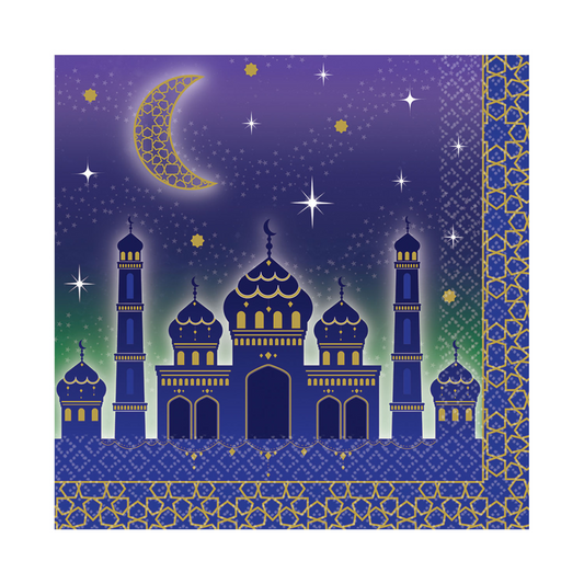 Eid Napkins Blue and Gold Theme
