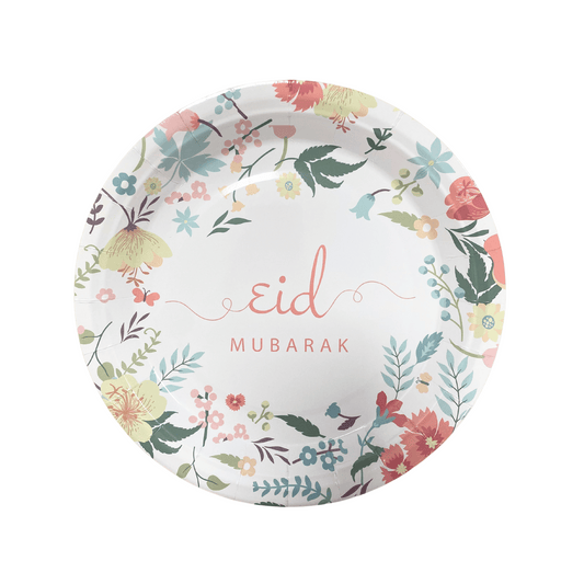 Floral Print Eid Mubarak Tableware Set