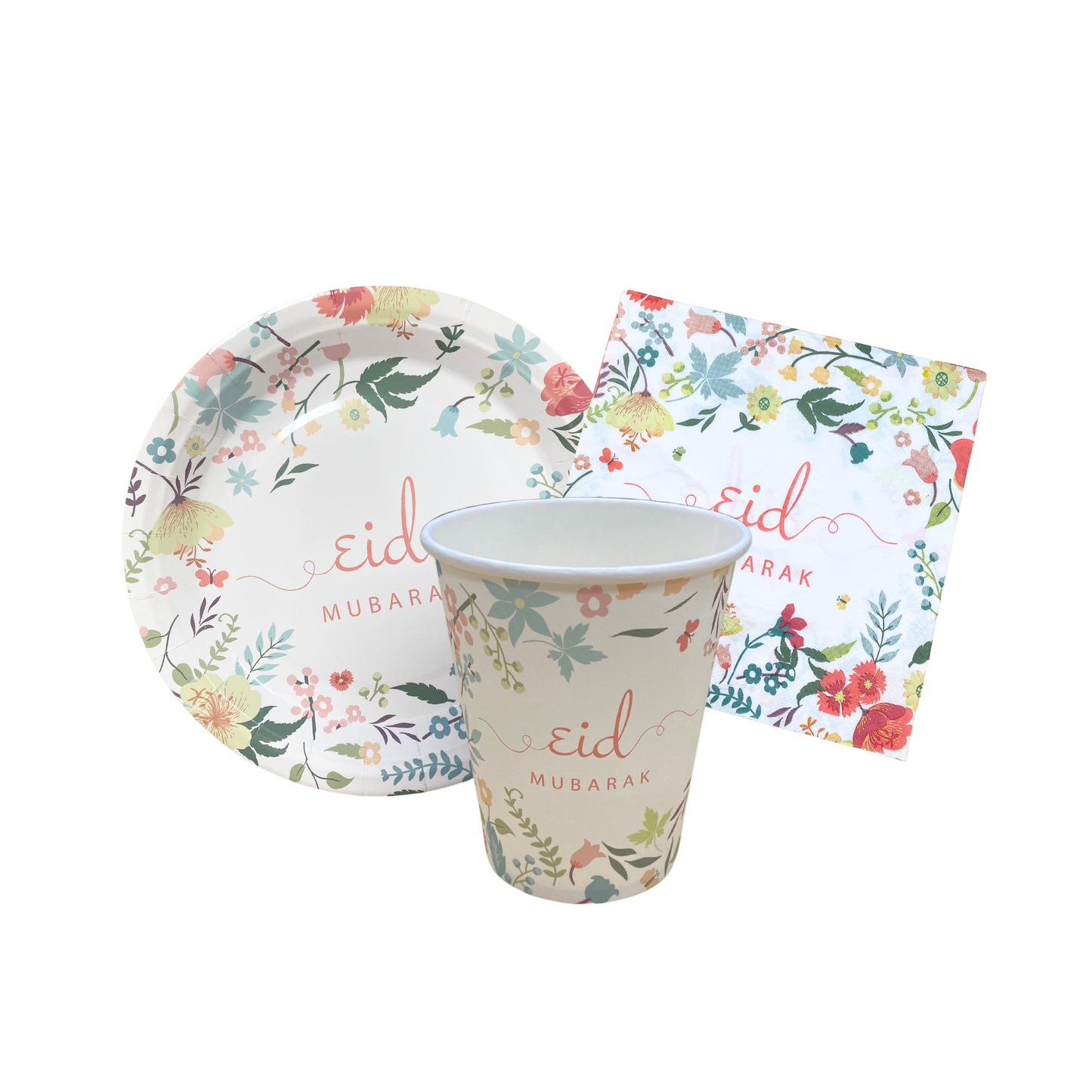 Floral Print Eid Mubarak Tableware Set