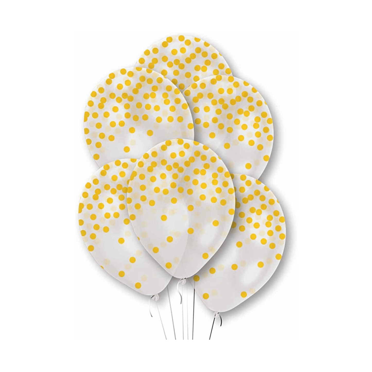 Gold Confetti Printed Latex Balloon 6 Pack - 11"