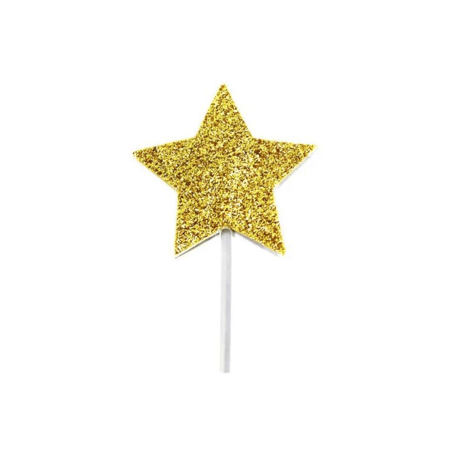 Gold Glitter Eid Star Cupcake Picks - 12 Pack