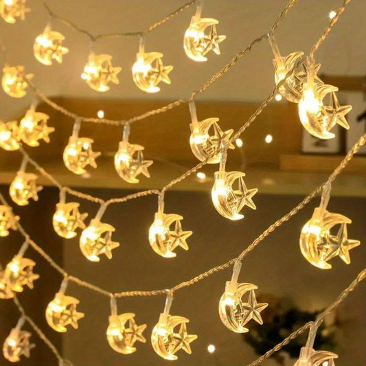 Moon and Star LED String Lights