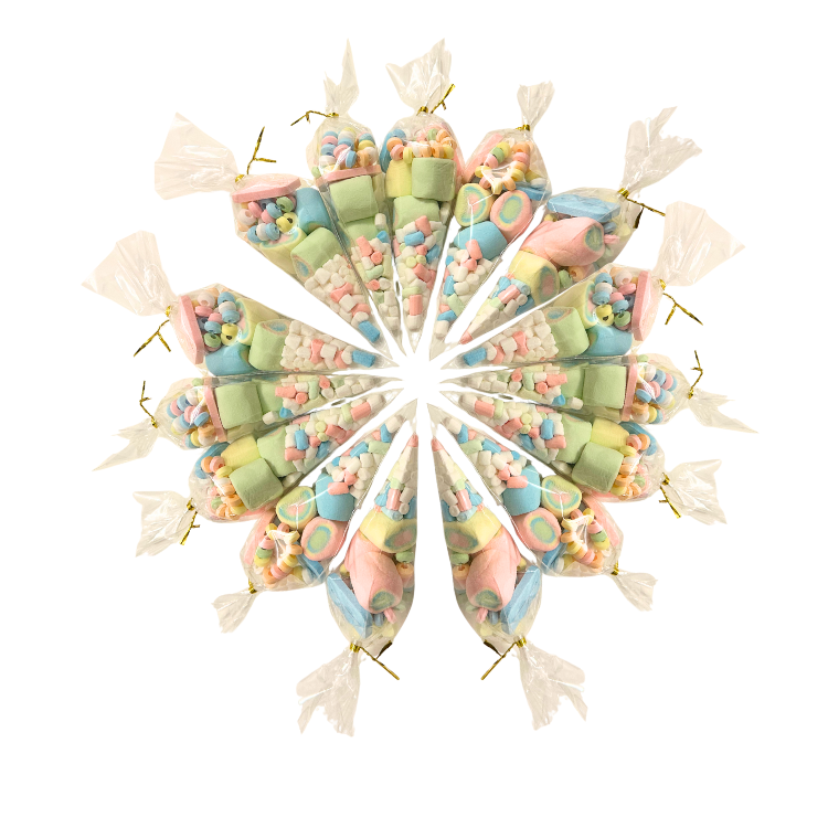 Marshmallow and edible bracelets halal sweet cones