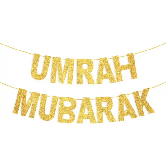 Umrah Mubarak Glitter Banner