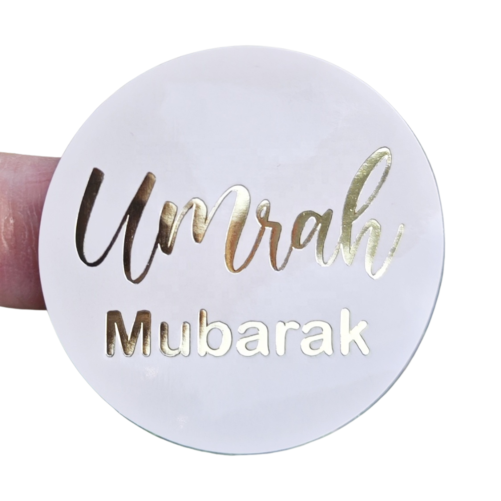 Umrah Mubarak Sticker White and Gold