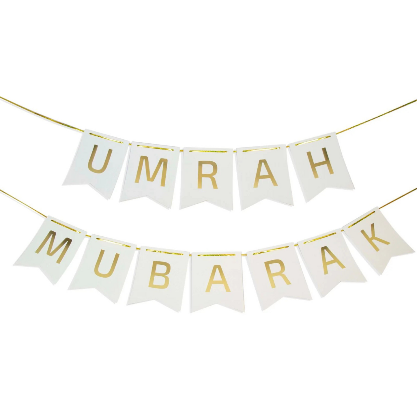 White & Gold Umrah Mubarak Banner