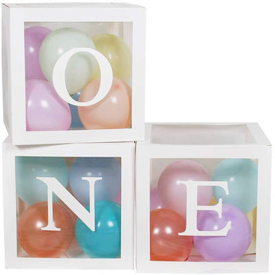 One Transparent Balloon Box Including Balloons