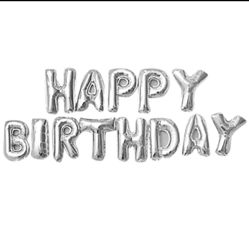 Happy Birthday Foil Balloon - Silver