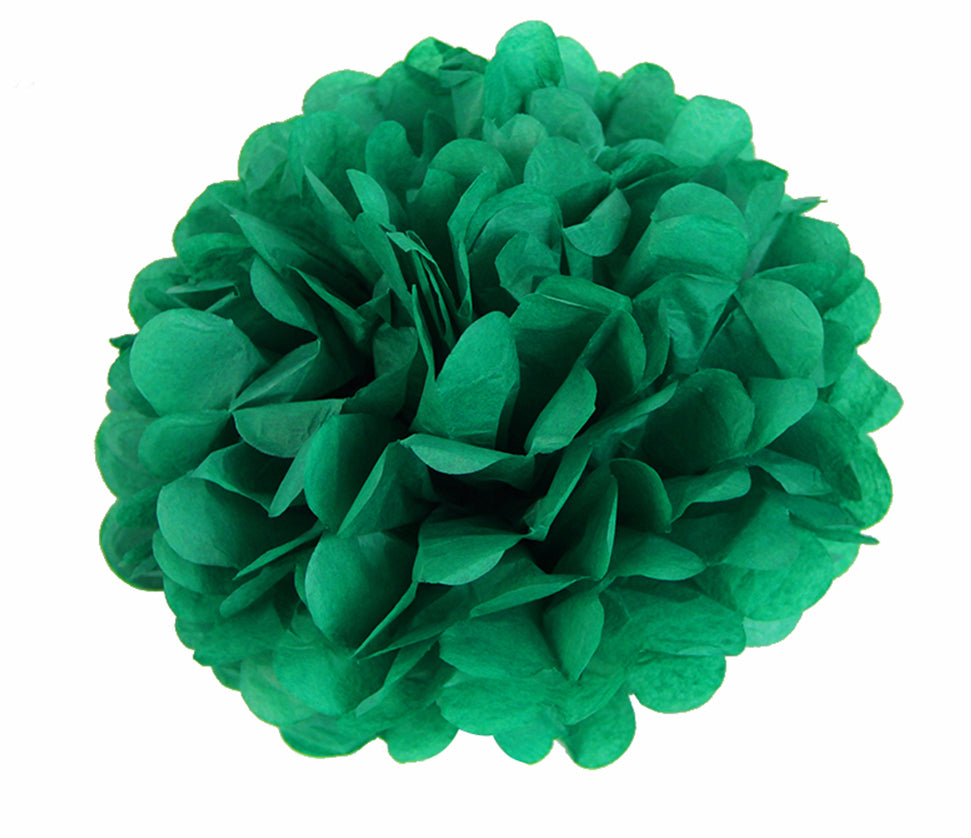 10 Pack Tissue Paper Pompom - Emerald Green