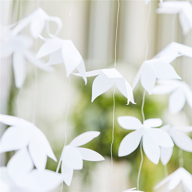 Botanical Wedding White Origami Flower Backdrop - 1.8m