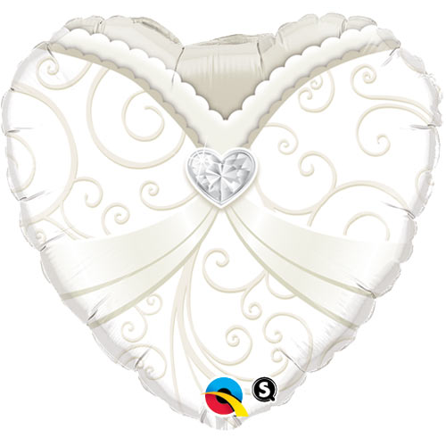 Wedding Gown Heart Foil Balloon - 18"