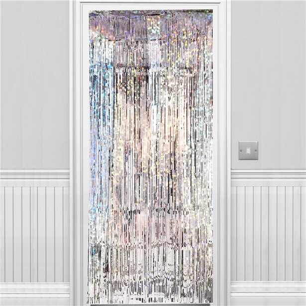 Holographic Silver Foil Door Curtain - 2.4m x 92cm