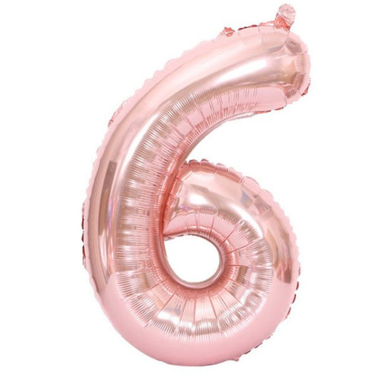 Rose Gold Number 6 Balloon - 16 Inch