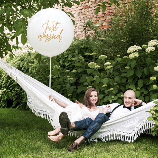 Gold Just Married Giant Latex Balloon - 36"