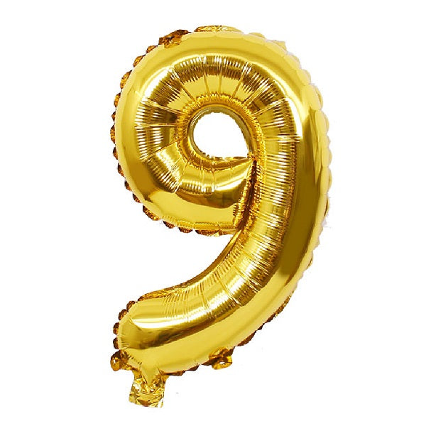 Gold Number 9 Balloon - 16 Inch