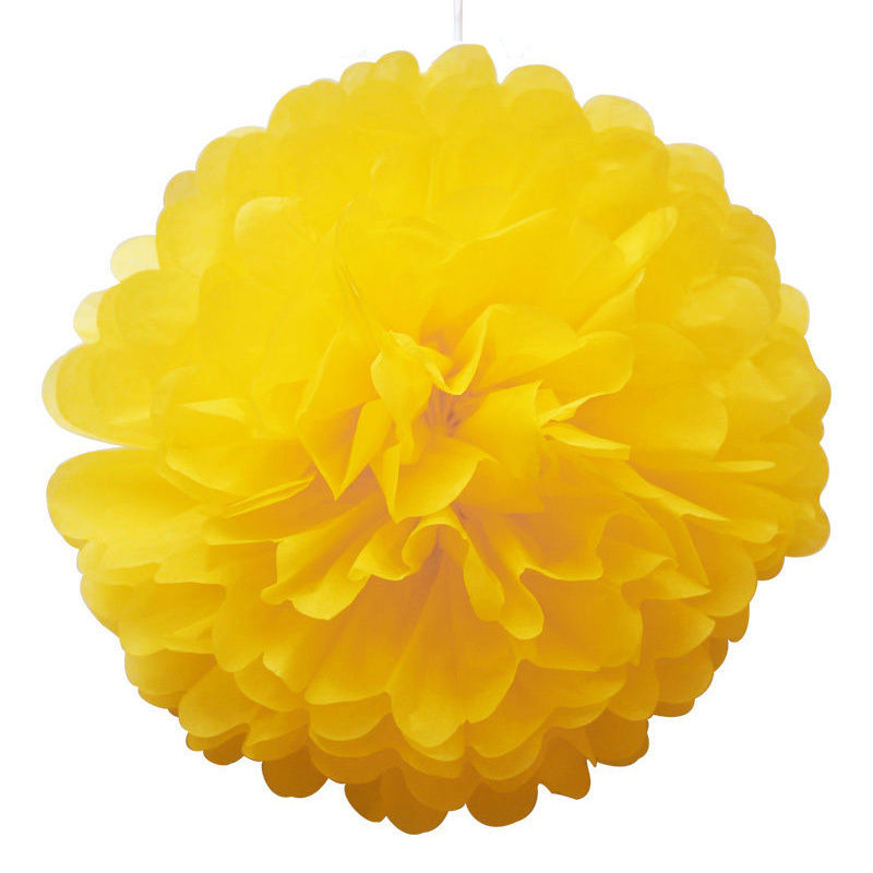 10 Pack Tissue Paper Pompom -Yellow