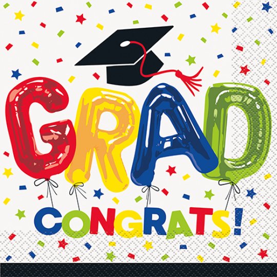 Grad Congrats Letter Balloons Paper Napkins - 16 Pack