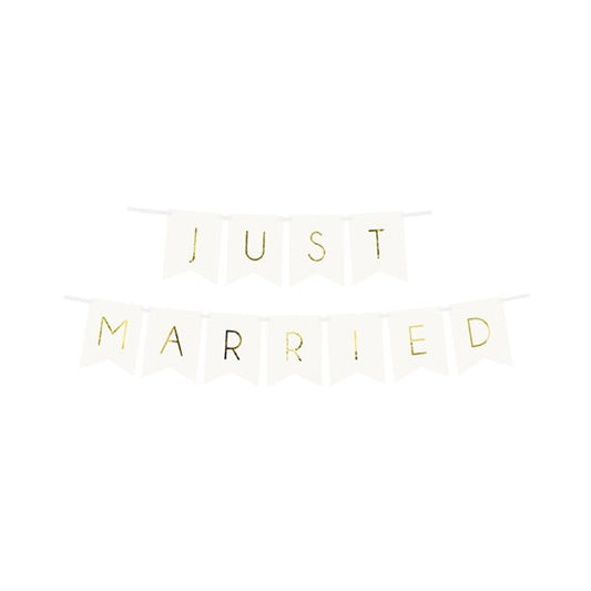 White Just Married Bunting - 1.5m