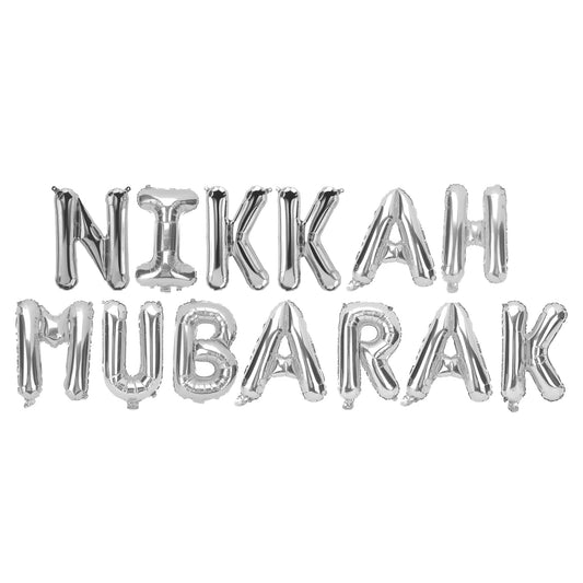 Nikkah Mubarak Balloon Set - Silver