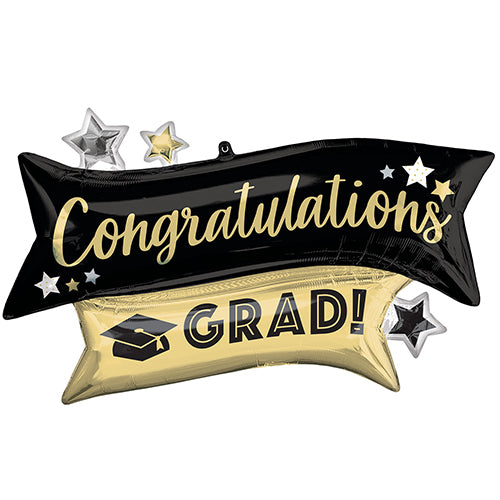 Congratulations Grad Black & Gold Foil Balloon - 38"