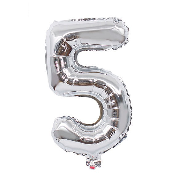 Silver Number 5 Balloon - 16 Inch
