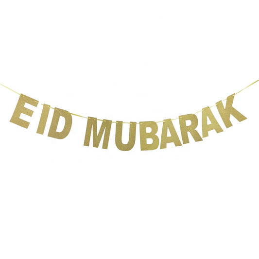 Eid Mubarak Gold Glitter Banner
