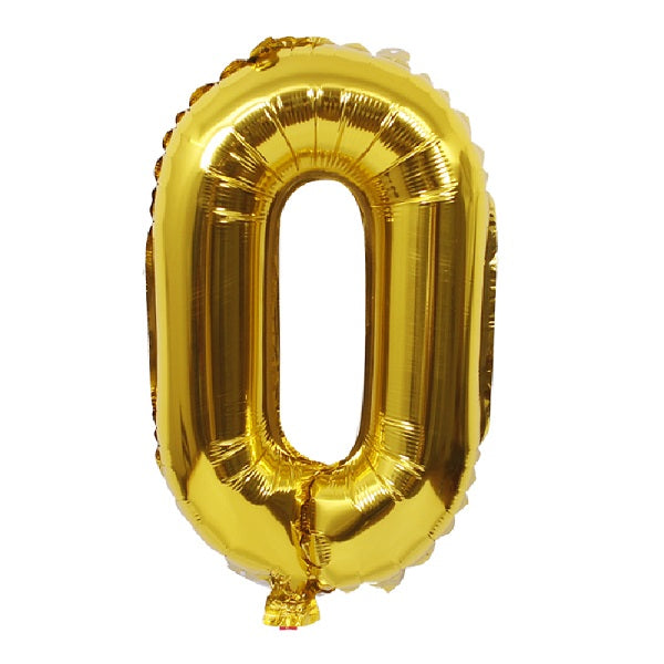 Gold Number 0 Balloon - 16 Inch