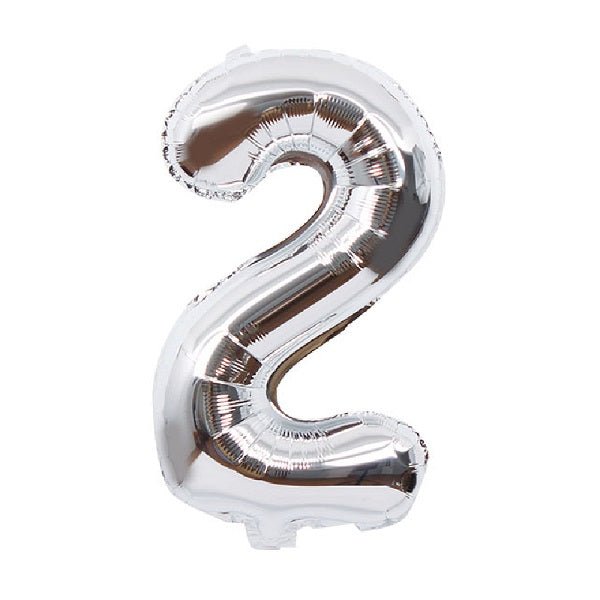 Silver Number 2 Balloon - 16 Inch