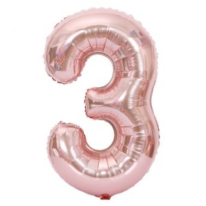 Rose Gold Number 3 Balloon - 16 Inch