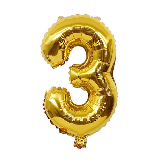 Gold Number 3 Balloon - 16 Inch