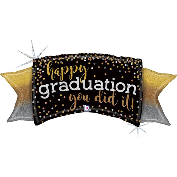 Happy Graduation Banner Supershape Foil Balloon - 46"