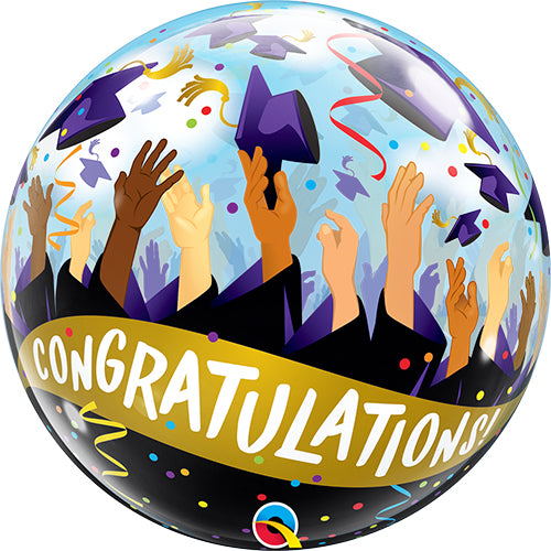 Congratulations Grad Caps Bubble Balloon - 22"