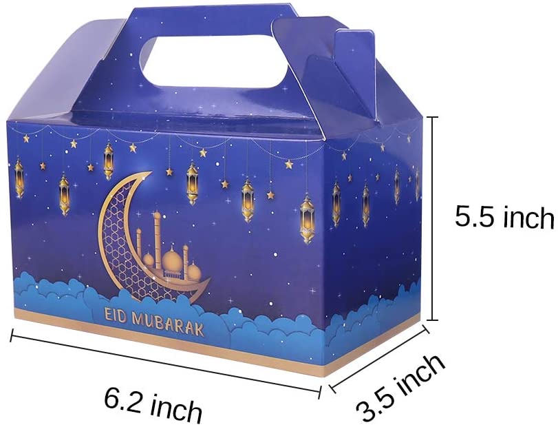 10 x Eid Mubarak Biue Moon Gift Box with Handles