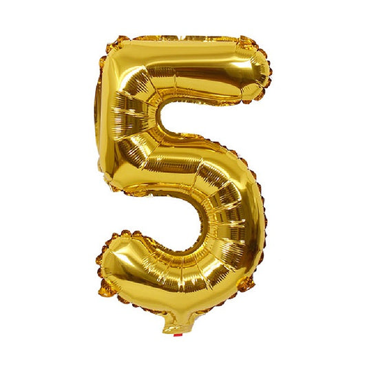 Gold Number 5 Balloon - 16 Inch