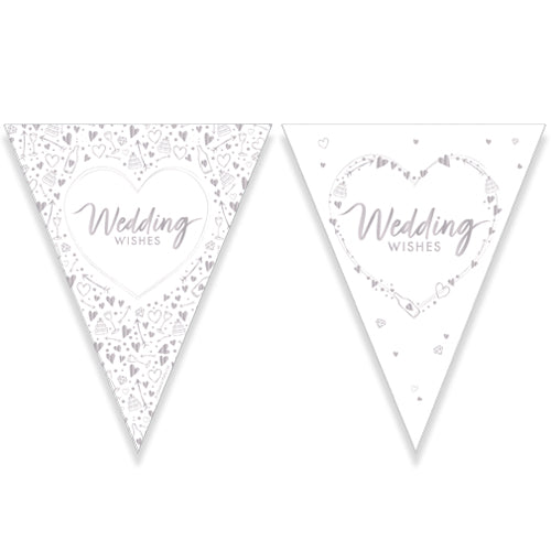 Wedding Wishes Foil Stamped Flag Bunting - 3.7m