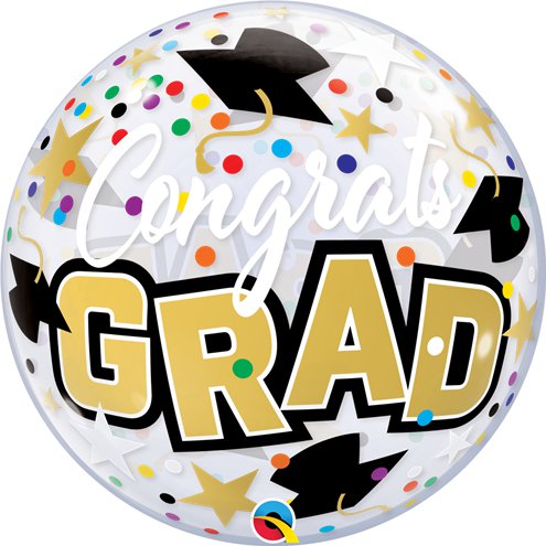 Congrats Grad Stars & Dots Bubble Balloon - 22"