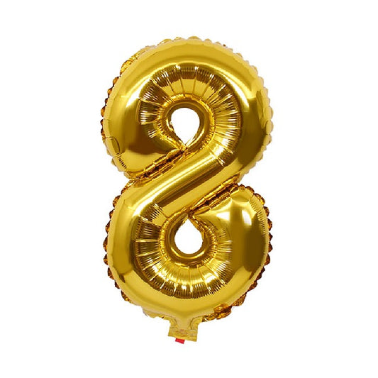 Gold Number 8 Balloon - 16 Inch